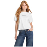 T-shirt bianca boxy fit con logo ricamato sul petto