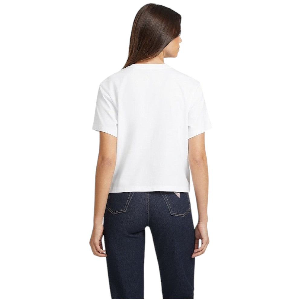 Guess Jeans t-shirt bianca logo triangolo boxy fit W4YI05 K8HM0 G011 T-shirt Guess Jeans