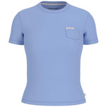 T-shirt celeste con taschino sul petto, girocollo a maniche corte