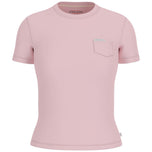 T-shirt rosa con taschino sul petto e logo sul colletto, maniche corte