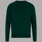 Maglione girocollo verde scuro a maniche lunghe, orlo e polsini a costine