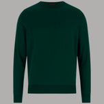 Maglione girocollo verde scuro a maniche lunghe, orlo e polsini a costine