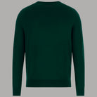 Maglione girocollo verde scuro con schiena liscia e maniche lunghe