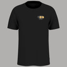 T-shirt Guess da uomo in cotone nera con piccola stampa grafica retro sul petto