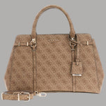 Borsa a mano beige Guess con motivo monogram e doppi manici