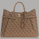Guess borsa a mano Yesba latte con tracolla e logo dorato - Prodotti di Classe