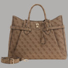 Guess borsa a mano Yesba latte con tracolla e logo dorato - Prodotti di Classe