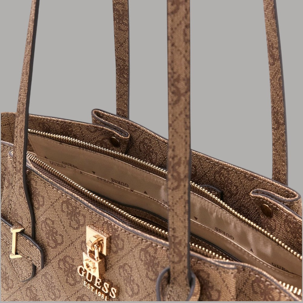 Guess borsa a spalla Yesba in similpelle con logo 4G e zip dorata - Prodotti di Classe