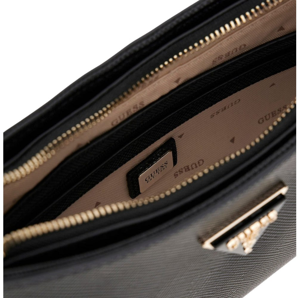 Guess borsa a spalla nera in saffiano NOELLE HWZG9672180BLA Borse Guess