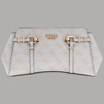 Borsa a tracolla panna Guess con motivo monogram e fibbie dorate