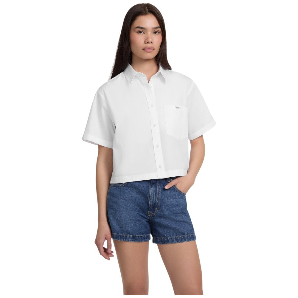 Guess camicia bianca cropped boxy shirt W5GH98 WH7P1 G011 Camicie Guess Jeans