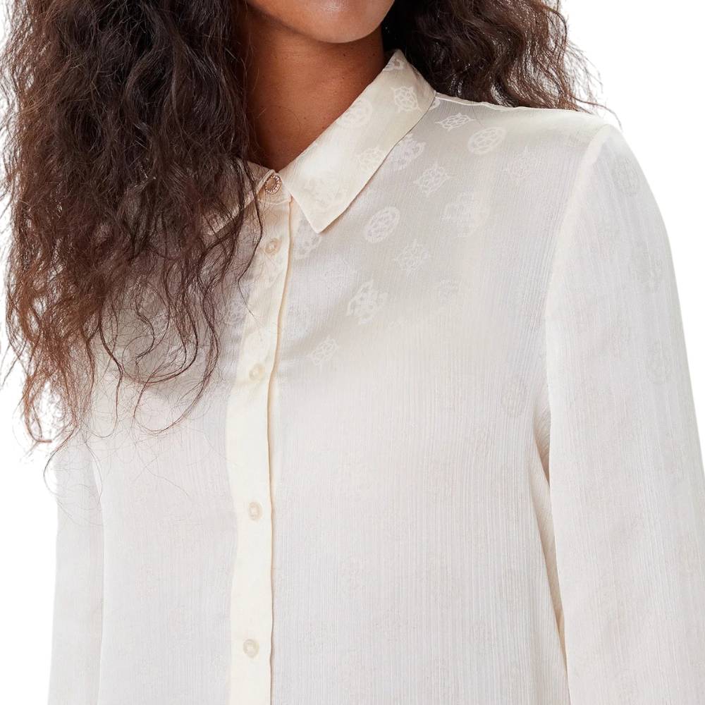 Guess camicia crema logo peony MARTHE W5YH1AWHCR2G1F7 Camicie Guess