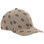 Cappello baseball tortora con motivo a fiori stilizzati e cuciture a rombi