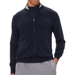 Cardigan Guess blu con chiusura zip frontale e colletto alto a costine