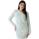 Cardigan verde chiaro con bottoni frontali e tasche applicate