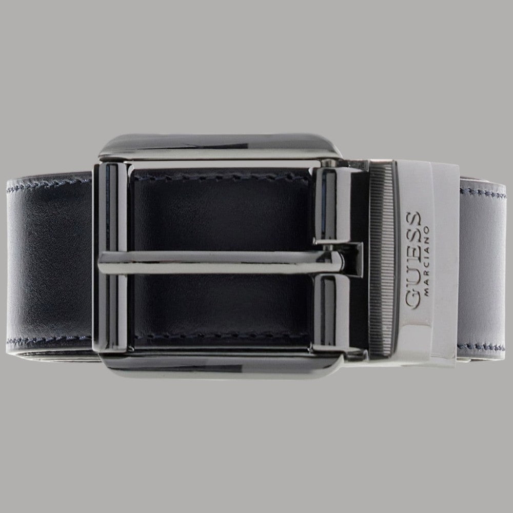 Cintura in pelle Guess nera reversibile con fibbia cromata rettangolare