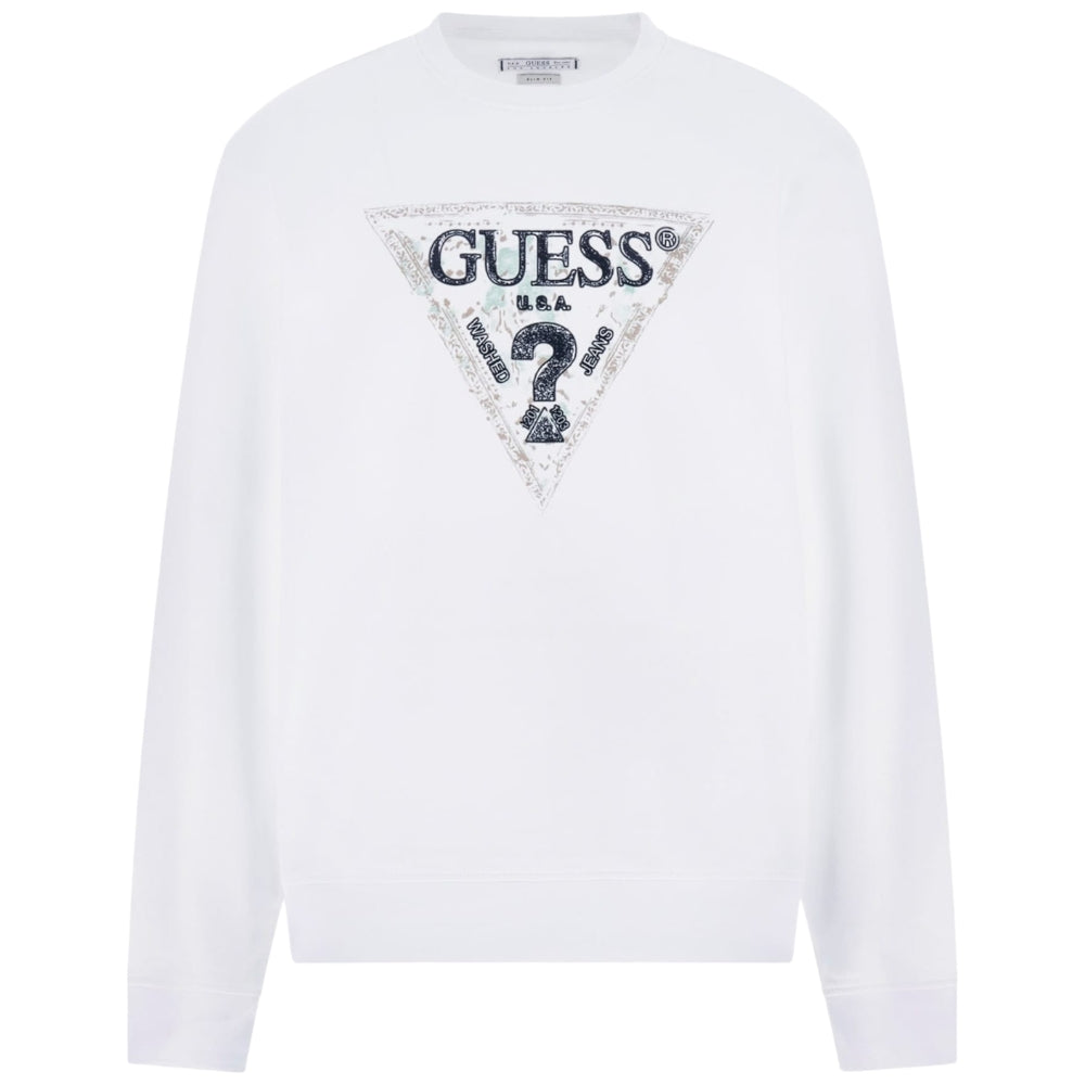 Guess felpa bianca logo triangolo M5YQ05 K68I4 G011 Felpe Guess