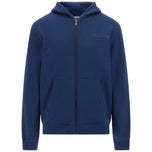 Felpa con cappuccio Guess blu, zip frontale e tasche a marsupio