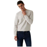 Felpa uomo grigio chiaro con logo Guess frontale e maniche lunghe