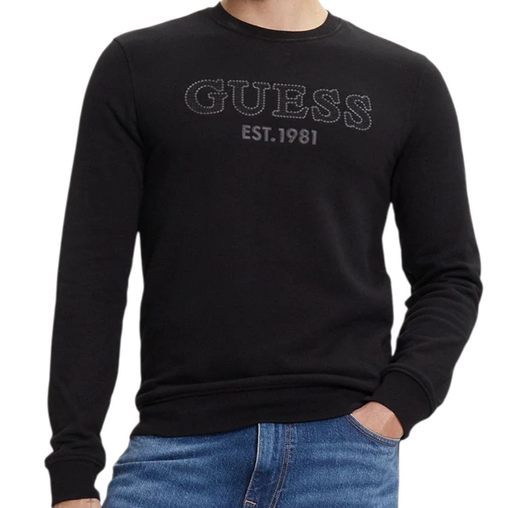 Guess felpa nera logo ricamato BEAU M5YQ08KCN01JBLK Felpe Guess