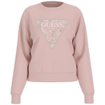 Felpa Guess rosa chiaro con logo triangolare Python sul davanti, maniche lunghe