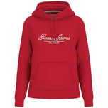 Felpa con cappuccio rossa Guess, scritta frontale