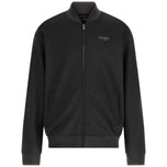 Felpa con zip Guess nera, logo frontale piccolo e colletto alto