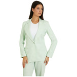Blazer verde mela monopetto con risvolti a lancia e tasche frontali