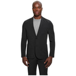 Giacca blazer nera monopetto con revers e tasche frontali