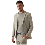 Giacca blazer monopetto tortora con revers e tasca sul petto