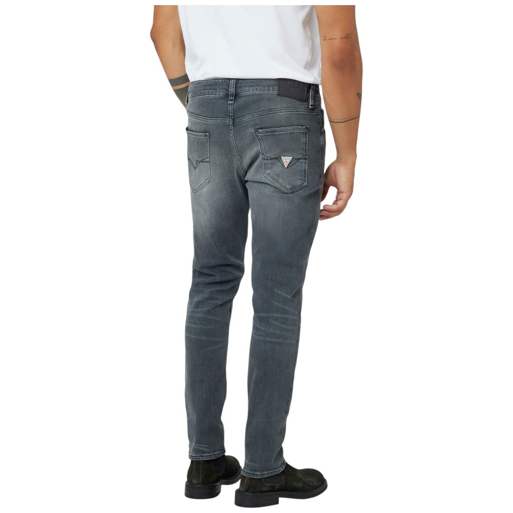 Jeans GUESS Para Hombre - Estilo MIAMI 2CRG CARRY GREY, 5 Bolsillos, Efecto Lavado Y Cierre Con Cremallera