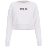 Felpa bianca Guess con scollo rotondo e logo frontale