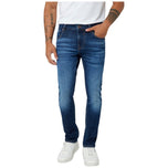 Pantaloni jeans skinny Guess blu scuro, taglio aderente, chiusura con bottone e zip.