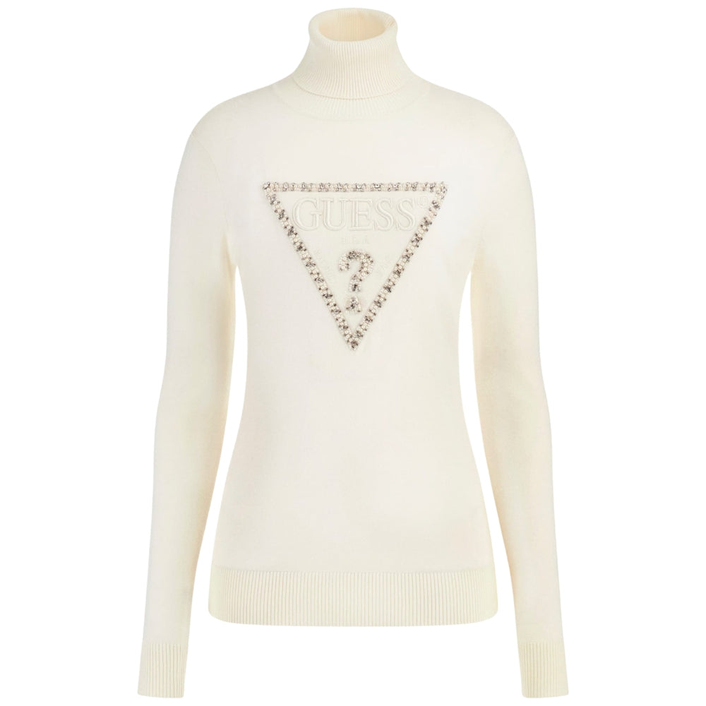 Guess maglione bianco collo alto con triangolo MELANIE W5BR39Z2NQ2G012 Maglieria Guess