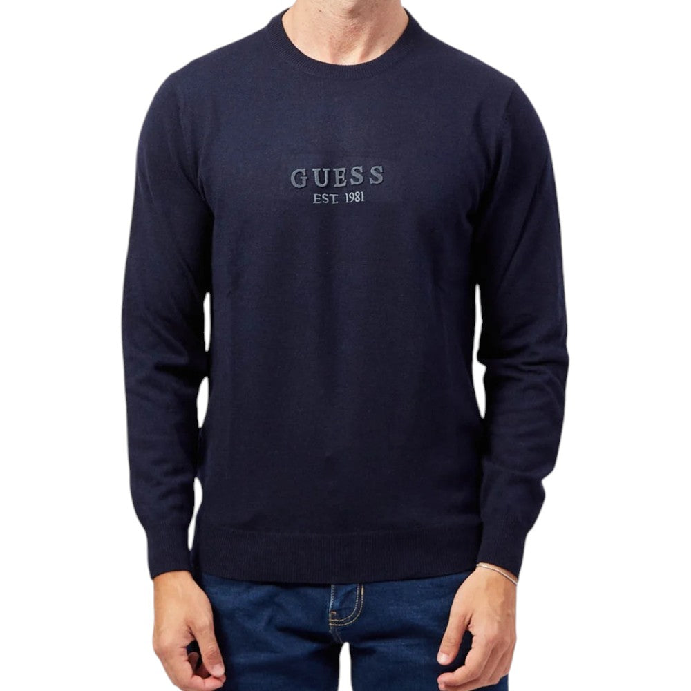 GUESS - Maglione Donna Con Logo A Strass, Manica Lunga, Girocollo, Vestibilità Morbida