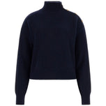 Maglione Guess blu Zylee con collo alto a coste, maniche lunghe