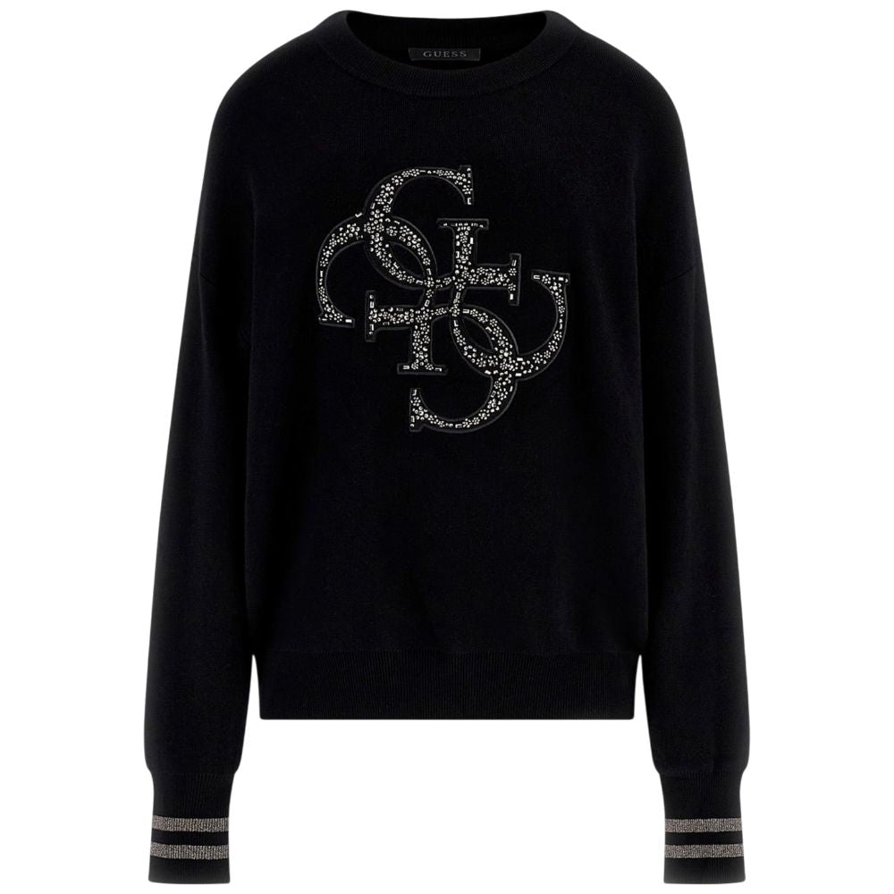 Guess maglione nero con logo borchie SYLVIE W5BR42Z26I2JBLK Maglieria Guess