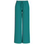 Pantaloni jogger wide leg verde con vita elastica e coulisse, gamba ampia