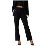 Pantalone Guess vita alta regular scuro con pinces e chiusura a bottone