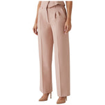 Pantaloni a gamba larga rosa a vita alta, pinces anteriori e tasche laterali