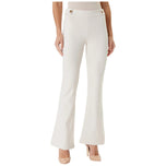 Pantaloni flare in tessuto stone con vita alta e gamba svasata.