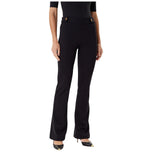 Pantaloni flare neri con vita alta e chiusura anteriore