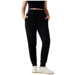 Pantaloni jogger neri con vita elasticizzata e fondo elasticizzato, taglio affusolato