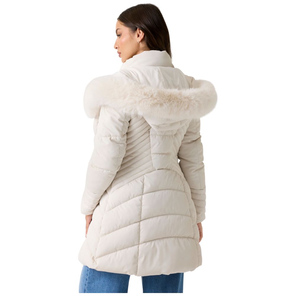 Guess piumino stone con cappuccio in pelliccia sintetica NEW OXANA Giubbini Guess