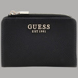 Portacarte Guess nero con zip e logo frontale