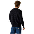 Guess pullover nero logo jacquard a sbalzo JOHN M5BR19 Z0470 JBLK Maglieria Guess