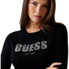 Guess pullover nero logo strass REYNA W5BR40Z2NQ2G1K8 Maglieria Guess