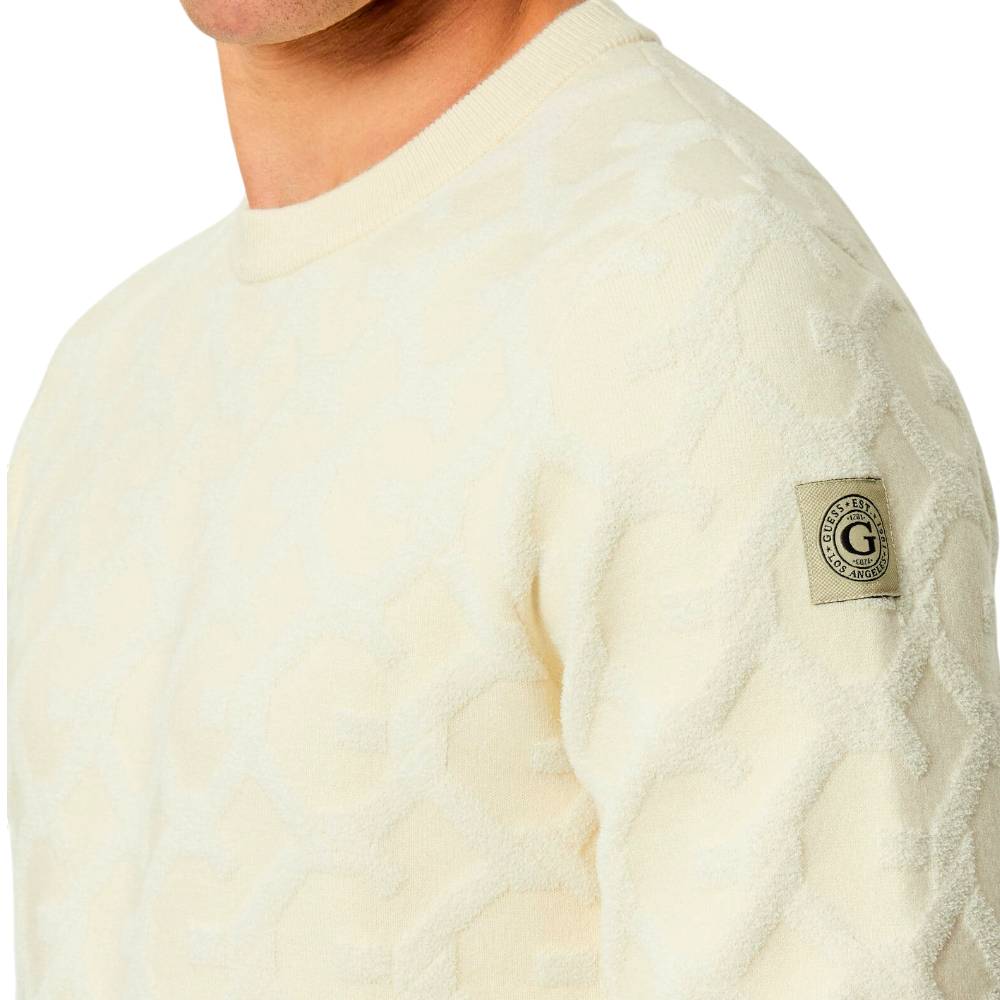 Guess pullover sabbia logo jacquard a sbalzo JOHN M5BR19 Z0470 G1CV Maglieria Guess