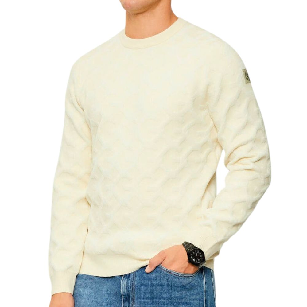 Guess pullover sabbia logo jacquard a sbalzo JOHN M5BR19 Z0470 G1CV Maglieria Guess