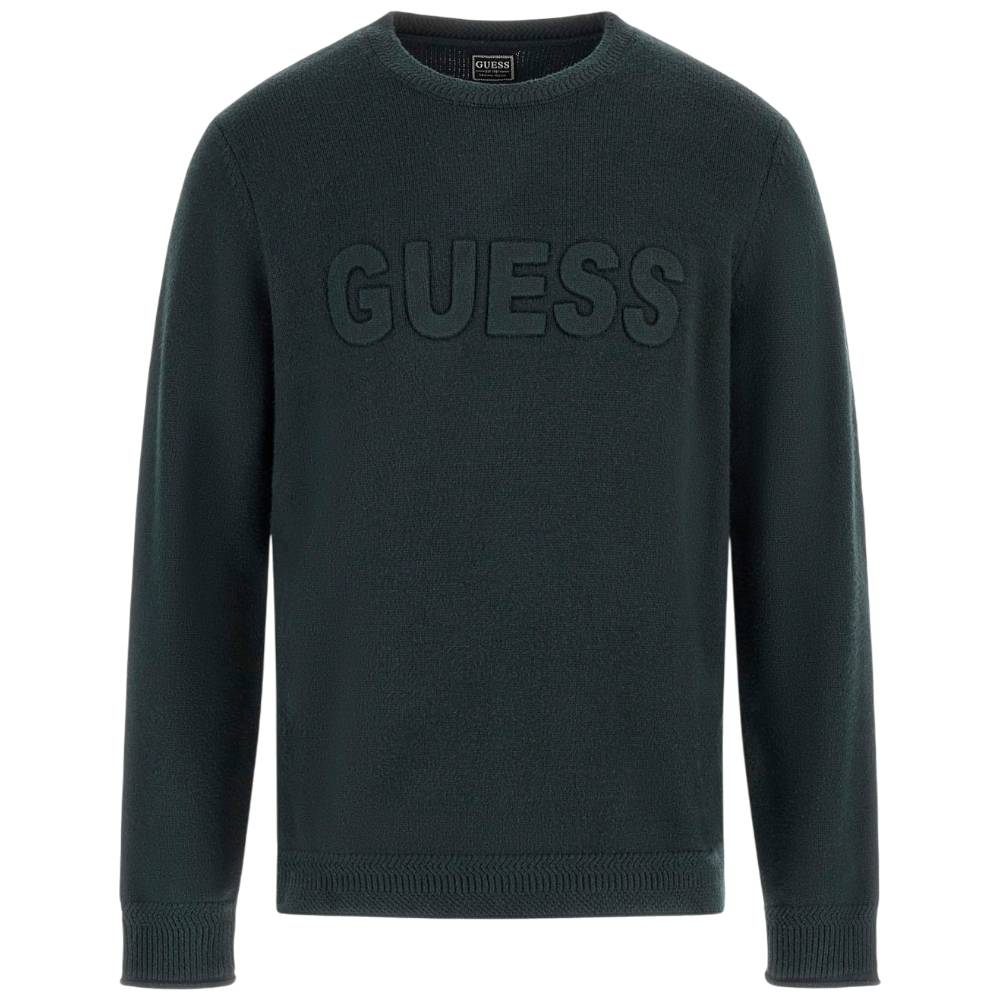 Guess pullover verde logo 3 D a sbalzo M5BR35 Z2ZK2 G8H6 Maglieria Guess